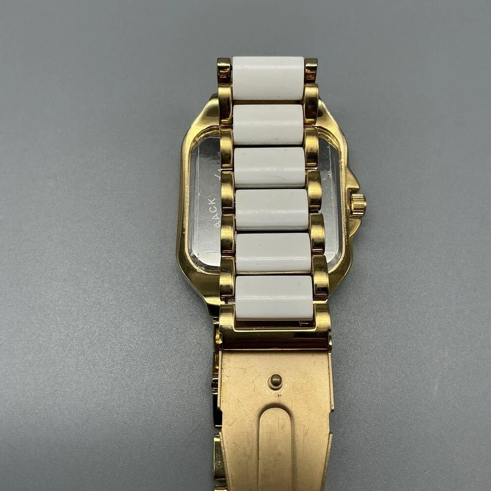 Peugeot Womens Watch 35mm Gold Tone MOP Crystal Bezel New Battery 7.25
